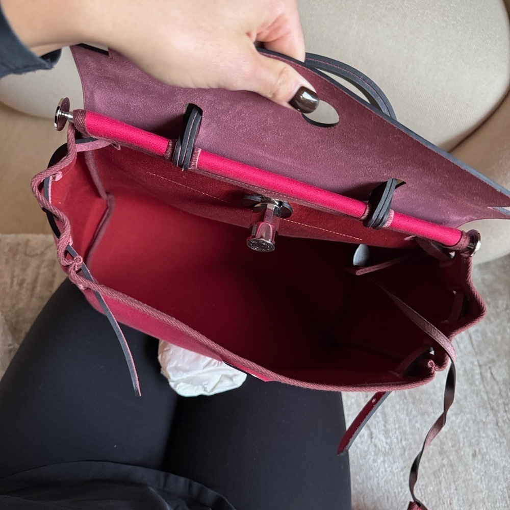 Hermes Herbag Zip 31 Bag Rose Shocking Berline Canvas - Picture 7 of 12